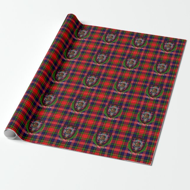 MacPherson Scottish Clan Tartan & Crest Presentpapper (Utrullad)