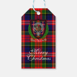MacPherson skotska klan tartan och vapensköld Presentetikett