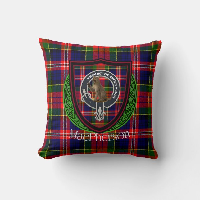 MacPherson skotska klan tartan & vapen Kudde (Framsida)