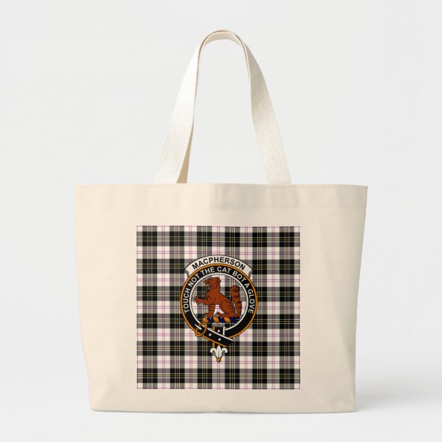 MacPherson Tartan, Clan Badge and Motto Tote Jumbo Tygkasse (Framsidan)