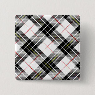 MacPherson tartan svart vit rutig Knapp