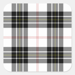 MacPherson tartan svartvit plaid Fyrkantigt Klistermärke