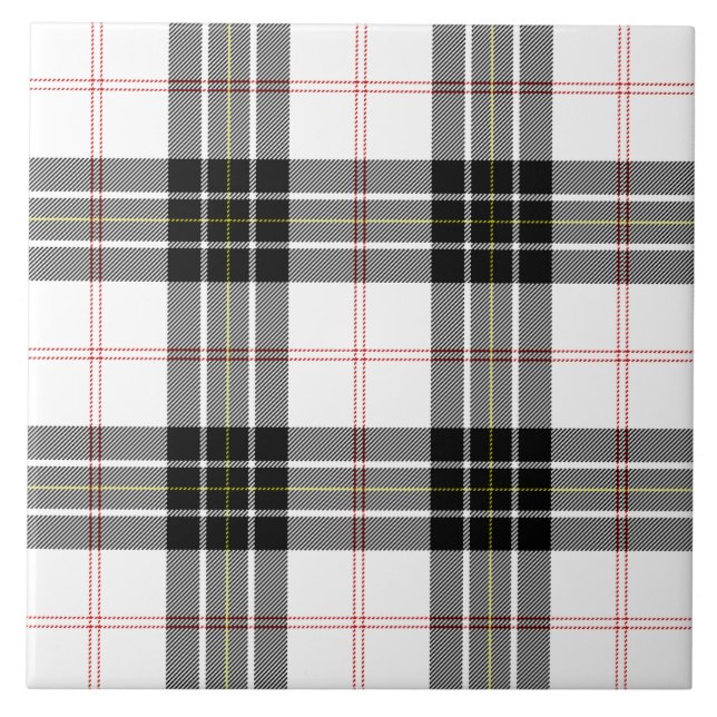 MacPherson tartan svartvit plaid Kakelplatta (Framsidan)