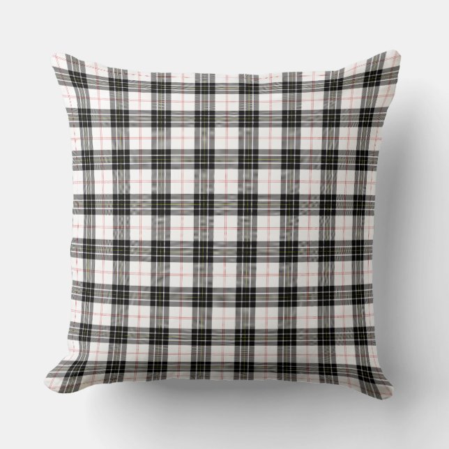 MacPherson tartan svartvit plaid Kudde (Framsida)