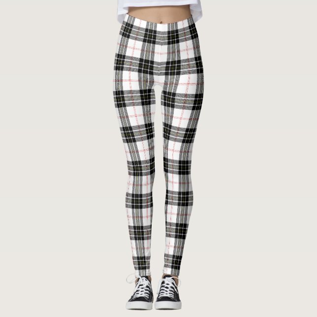 MacPherson tartan svartvit plaid Leggings (Framsida)