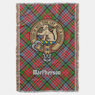 MacPhersonklanens vapen över tartan Filt