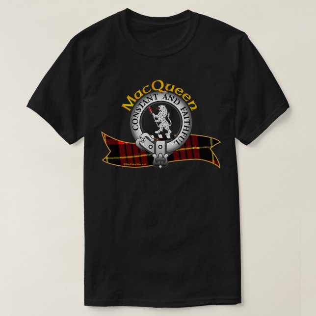 MacQueen Klan Tartan Vapensköld Motto Pullover T Shirt (Design framsida)