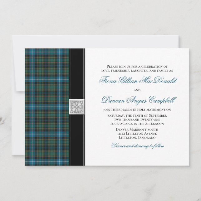 MacRae Ancient Hunting Tartan Wedding bjudande Inbjudningar (Framsida)