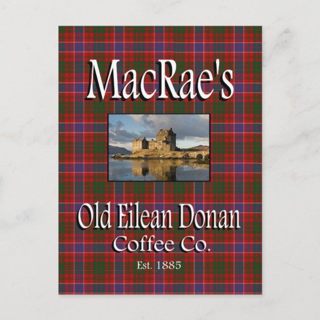MacRaes gamla Eilean Donan Coffee Co. Postcard Vykort (Framsida)
