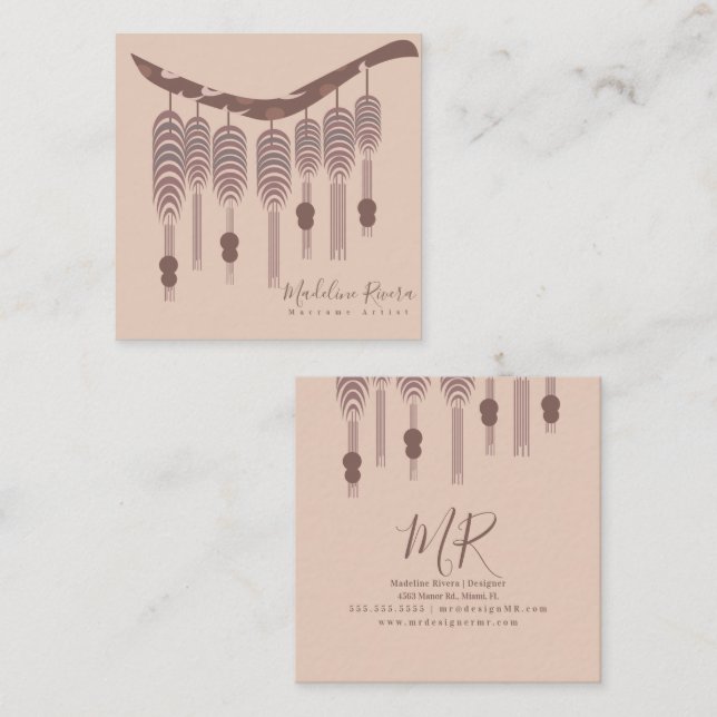 Macrame Artist Handmade Designer Artist Natural Fyrkantigt Visitkort (Fram/baksida)