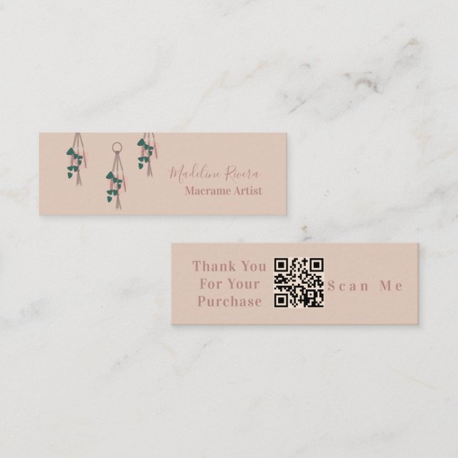 Macrame Artist Handmade made Hangings Plants Earth Mini Visitkort (Fram/baksida)