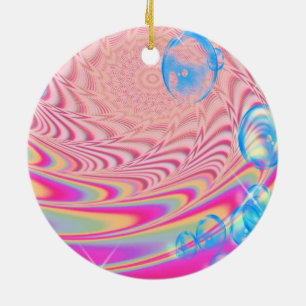 MACRAME’- Colorful Abstrakt Image of Fractal Art - Julgransprydnad Keramik