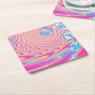 MACRAME’- Colorful Abstrakt Image of Fractal Art - Underlägg Papper Kvadrat