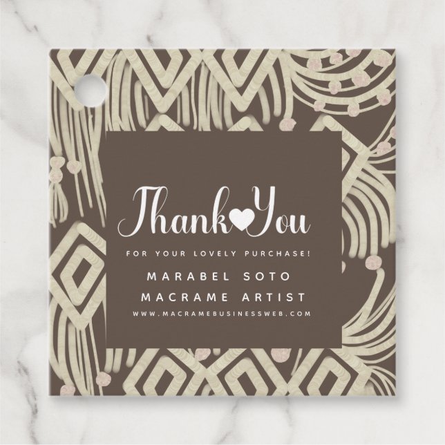 Macrame Handmade Business Tack Avskrivning B Gåvor Etiketter (Framsida)