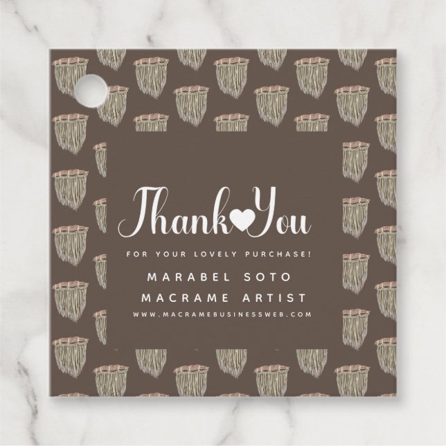 Macrame Handmade Business Tack Avskrivning C Gåvor Etiketter (Framsida)