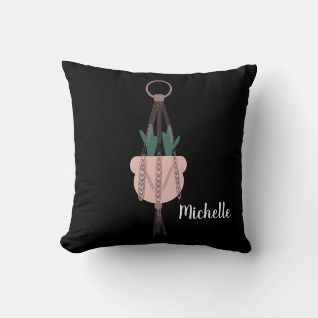 Macrame Plant Hanger Planter Pots Trailing Cactus Kudde (Framsida)