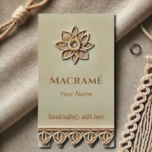 Macramé-utseende - beige Visitenkort Visitkort (Skapare uppladdad)