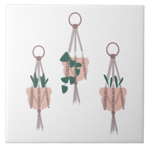 Macramé växt hängare kruka illustration kakelplatta