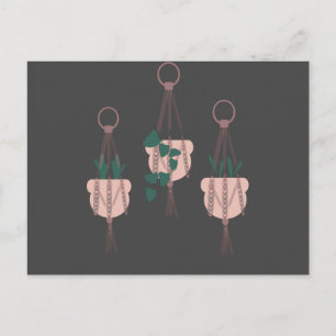 Macramé växt hängare kruka illustration vykort