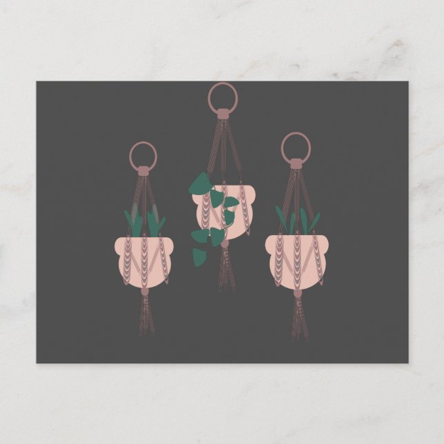 Macramé växt hängare kruka illustration vykort (Framsida)