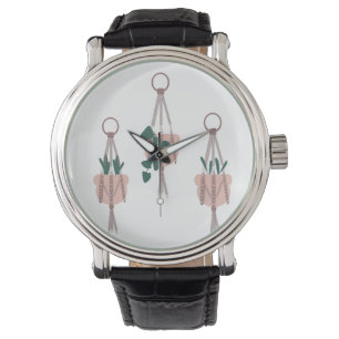 Macrame växtställ plantera krukor illustration armbandsur