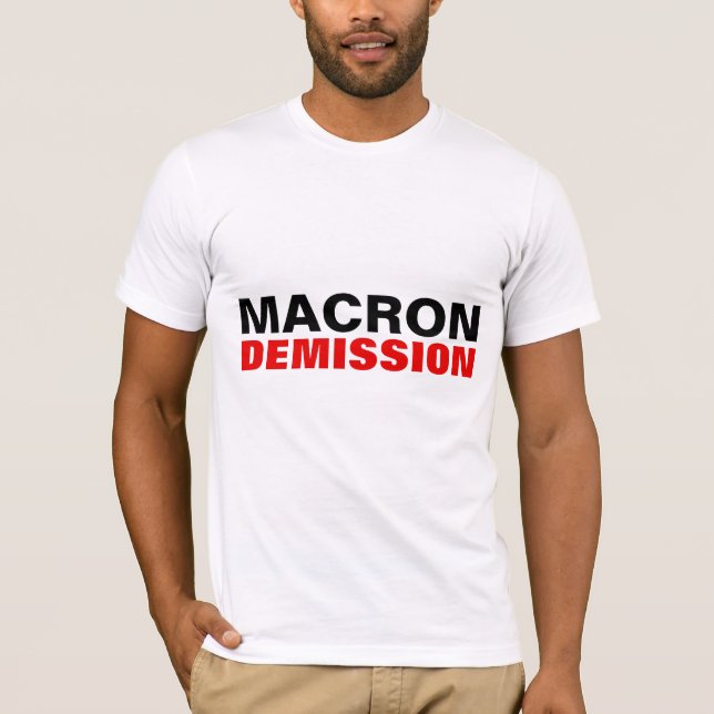 MACRON DEMISSION Fransk President OUT T-shirt (Framsida)