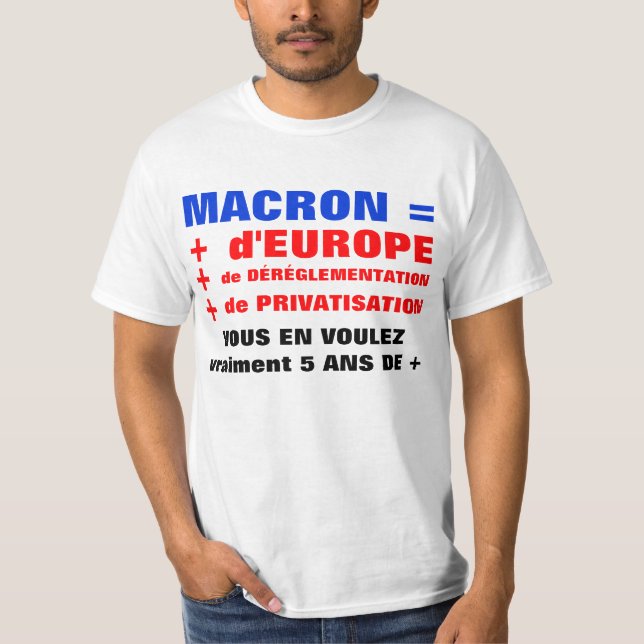 MACRON = Déréglementation = Mondialization T-shirt (Framsida)
