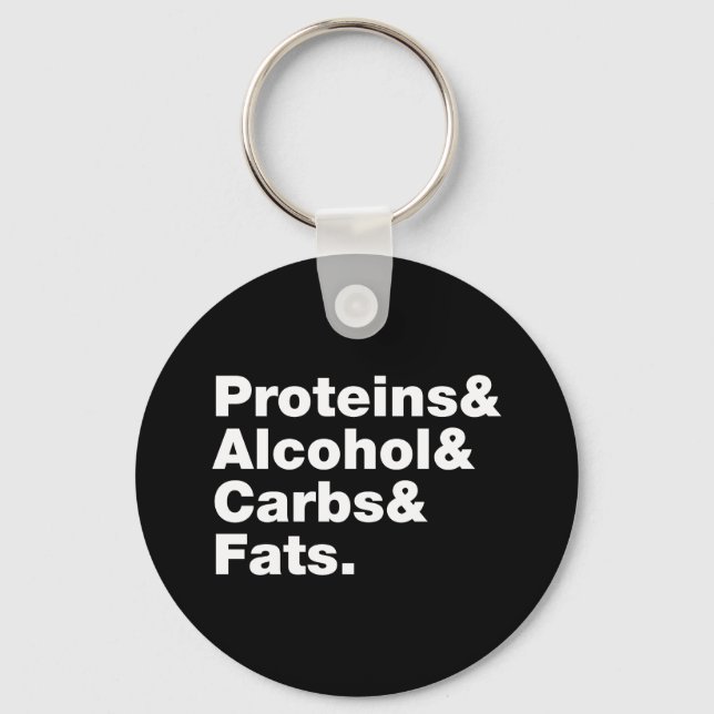 Macronutrients. Proteiner, alkohol och karboner oc Nyckelring (Framsida)