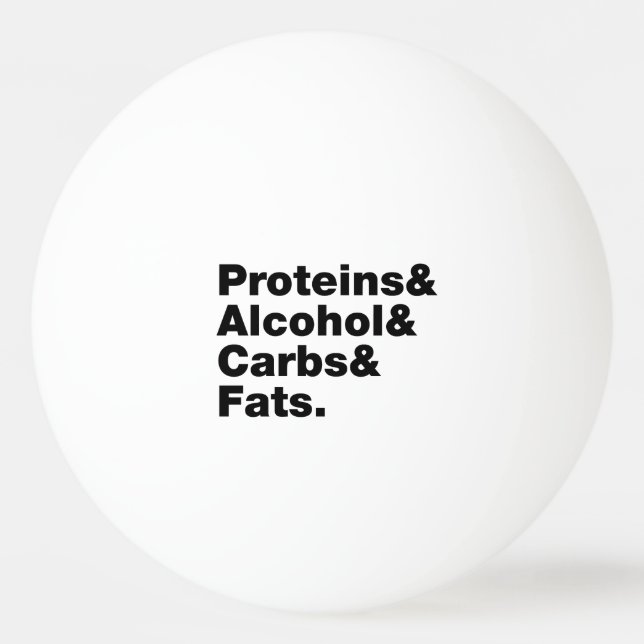 Macronutrients. Proteiner, alkohol och karboner oc Pingisboll (Framsidan)