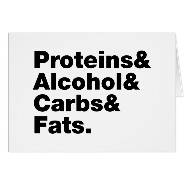 Macronutrients Proteins & Alcohol & Carbs & Tjocka Hälsningskort (Framsidan Horizontal)