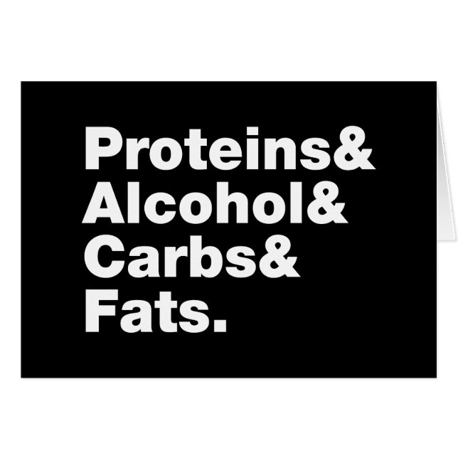 Macronutrients Proteins & Alcohol & Carbs & Tjocka Hälsningskort (Framsidan Horizontal)