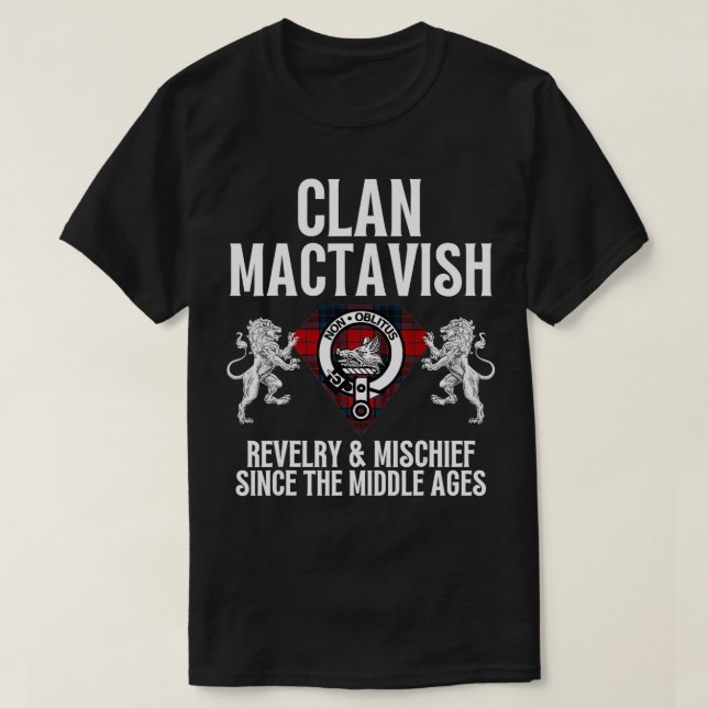 MacTavish Klan Scottish Namn Jackar av Arm Tartan  T Shirt (Design framsida)