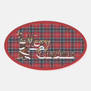 MacTavish Modern Original Scottish Tartan Ovalt Klistermärke