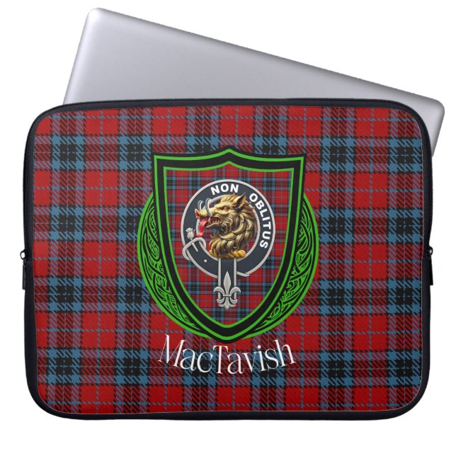 MacTavish Scottish Clan Tartan and Crest  Laptop Fodral (Framsidan)