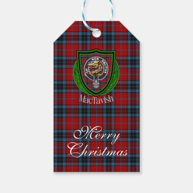 MacTavish Scottish Clan Tartan & Crest Presentetikett (Framsidan)