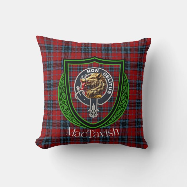 MacTavish skotska klan tartan & vapen Kudde (Framsida)