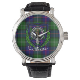 MacThomas Scottish Clan Tartan & Crest Armbandsur