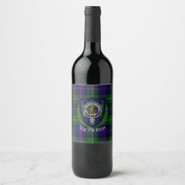 MacThomas skotska klan tartan och vapensköld Vinflaska Etikett