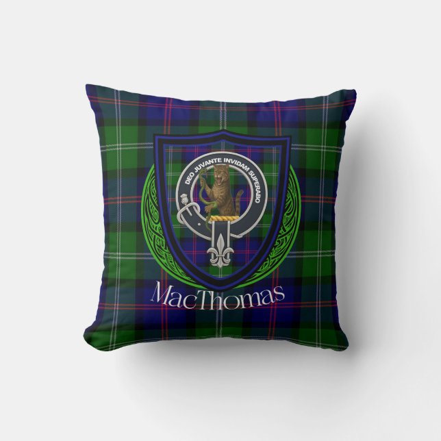 MacThomas skotska klan tartan & vapen Kudde (Framsida)