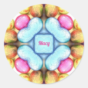 MACY PÅSK ~ WOW! Söt Eggs för Påsk Ge ~ Runt Klistermärke