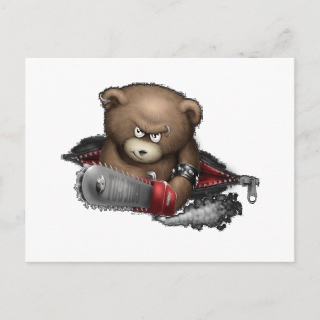 Mad Bear Chainszawa Vykort (Framsida)