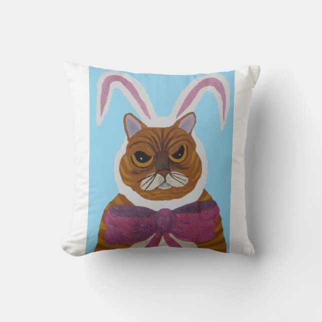 Mad Cat in Bunny Ears Easter  Kudde (Framsida)