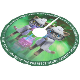 Mad Cat Scientists Mixing up Purrfect Meowy Catmas Julgransmatta Borstad Polyester