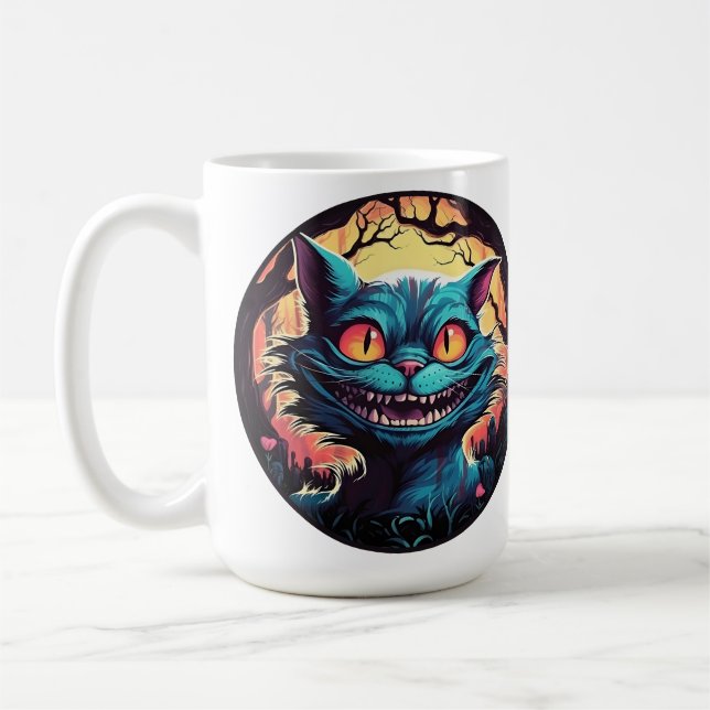 Mad Cheshire Cat Alice i Wonderland Kaffemugg (Vänster)