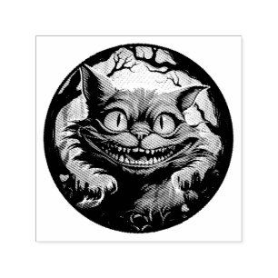 Mad Cheshire Cat Alice i Wonderland Självfärgande Stämpel