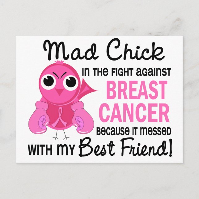Mad Chick 2 Bästa Friend Breast Cancer Vykort (Framsida)