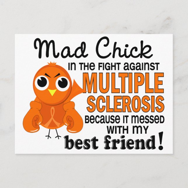 Mad Chick 2 Best Friend Många Sclerosis MS Vykort (Framsida)