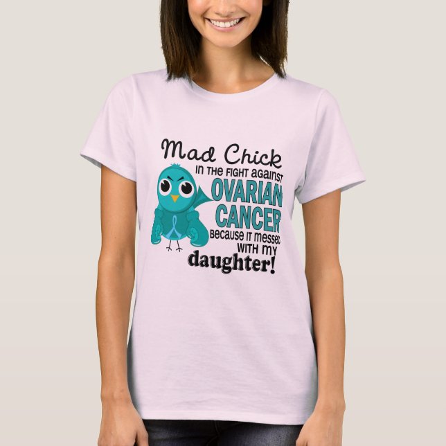 Mad Chick 2 Dot Ovariancancer Tee Shirt (Framsida)