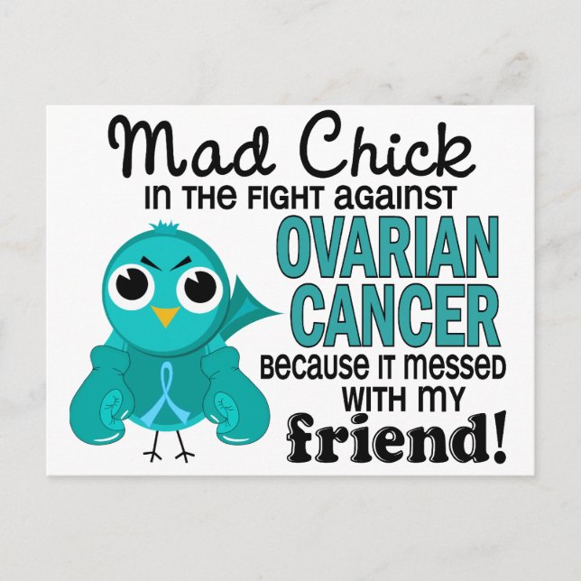 Mad Chick 2 Friend Ovarian Cancer Vykort (Framsida)