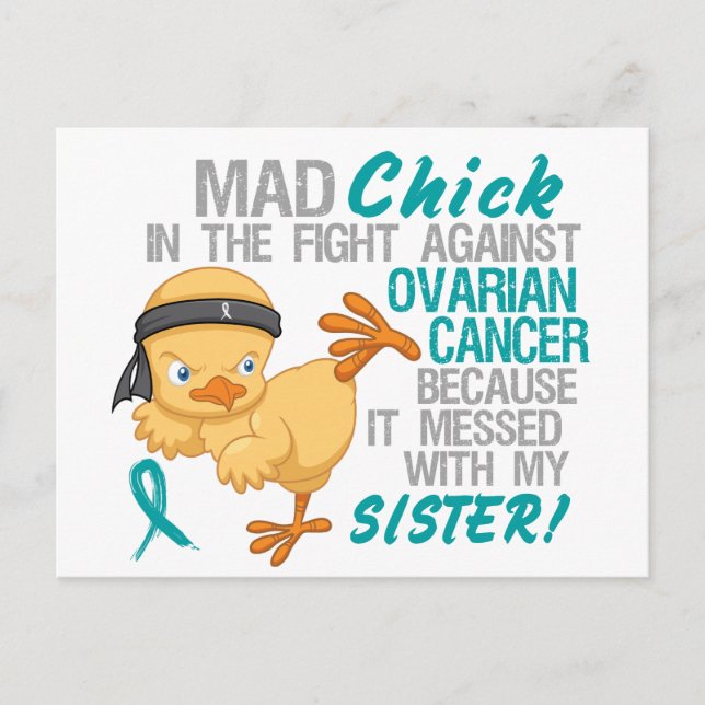Mad Chick med ovarialcancer av typ 3, syster Vykort (Framsida)